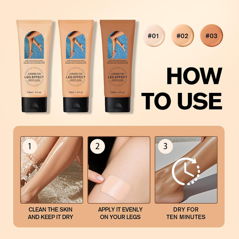 Leg Makeup Waterproof No Transfer,Flawless Looking Leg and Body Scar Cover up Makeup,Waterproof Long Last Easy Application for All Skin Tones.(2