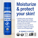 Dr. Bronner's - Organic Lip Balm (Peppermint.15 ounce, 6-Pack) - Made with Organic Beeswax and Avocado Oil, For Dry Lips, Hands, Chin or Cheeks, Jojoba Oil for Added Moisture, Cooling and Hydrating Dr. Bronner's