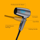 Conair Travel Hair Dryer with Dual Voltage, 1875W Compact Blow Dryer with Folding Handle, Gray Infinity Warehouse