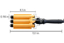 Alure Three Barrel Curling Iron Wand with LCD Temperature Display - 1 Inch Ceramic Tourmaline Triple Barrels, Dual Voltage Crimp (Gold) Alure Store