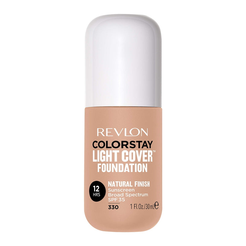 Revlon ColorStay Light Cover Liquid Foundation, Hydrating Longwear Weightless Makeup with SPF 35, Light-Medium Coverage for Blemish, Dark Spots & Uneven Skin Texture, 330 Natural Tan, 1 fl. oz. REVLON