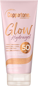 Coppertone Glow Hydragel SPF 50 Sunscreen Lotion with Shimmer, Broad Spectrum UVA/UVB Protection, Water-Resistant, Non-Greasy, Free of Parabens, PABA, Phthalates, Oxybenzone, 4.5 Fl Oz Coppertone Store