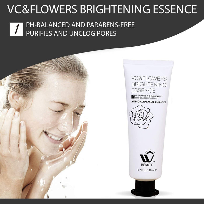 WBM INTERNATIONAL Facial Cleanser With Amino Acid | Perfect Anti-Aging, Skin Brightening And Wrinkle Reducing Acne Daily Face Wash for Oily, Dry & Sensitive Skin With Organic & Natural Ingredients - 4.2 Oz/120 ml WBM Care