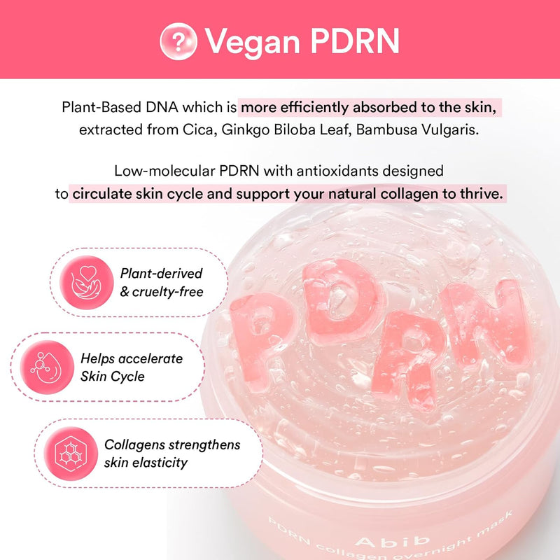 Abib PDRN Collagen Overnight Mask Firming Jelly 2.7 fl oz | Korean Overnight Sleeping Cream Mask Moisturizer for Glass Skin Slugging Niacinamide Centella Peptides (Vegan PDRN/Firming Jelly) Infinity Warehouse