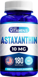 We Like Vitamins Astaxanthin 10mg Softgel - Highly Potent Astaxanthin Supplements from Haematococcus Pluvialis - Improves Eye, Joint, Skin Health & Energy Levels - 60 Count, 2 Month Supply Infinity Warehouse