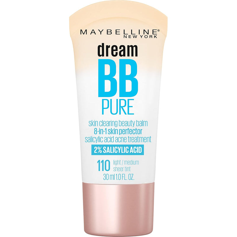 Maybelline Dream Pure Skin Clearing BB Cream, 8-in-1 Skin Perfecting Beauty Balm With 2% Salicylic Acid, Sheer Tint Coverage, Oil-Free, Light/Medium, 1 Count Infinity Warehouse