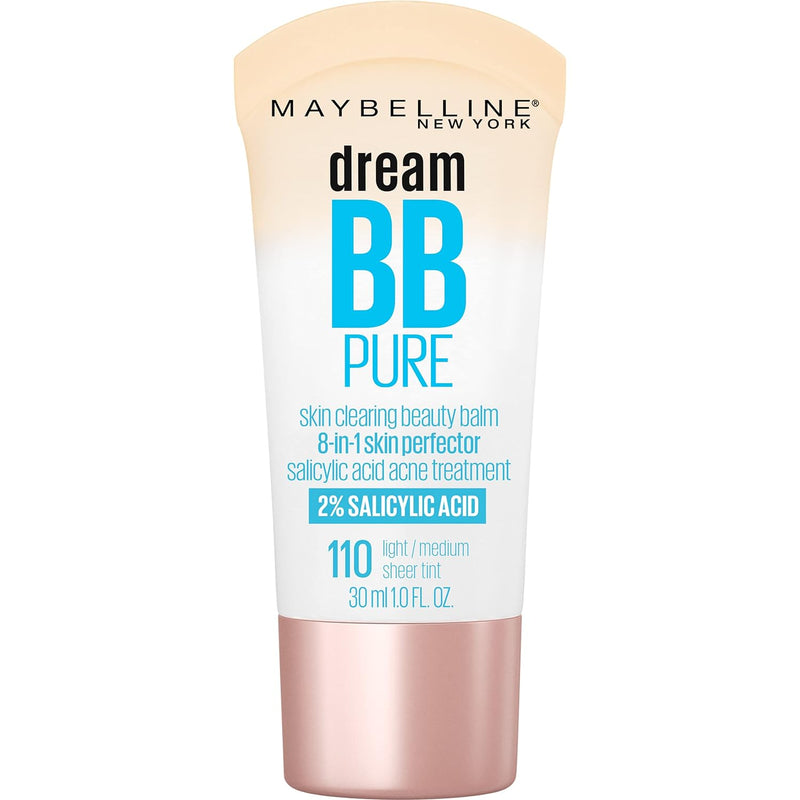 Maybelline Dream Pure Skin Clearing BB Cream, 8-in-1 Skin Perfecting Beauty Balm With 2% Salicylic Acid, Sheer Tint Coverage, Oil-Free, Light/Medium, 1 Count Infinity Warehouse