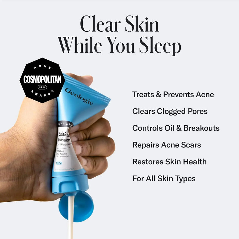 Geologie Skin Repair Moisturizer Face Cream | Clear System Retinol Resurfacing Formula | For Acne Prone Skin with Niacinamide & Hyaluronic Acid | Clears & Repairs Skin | 60 ML Infinity Warehouse