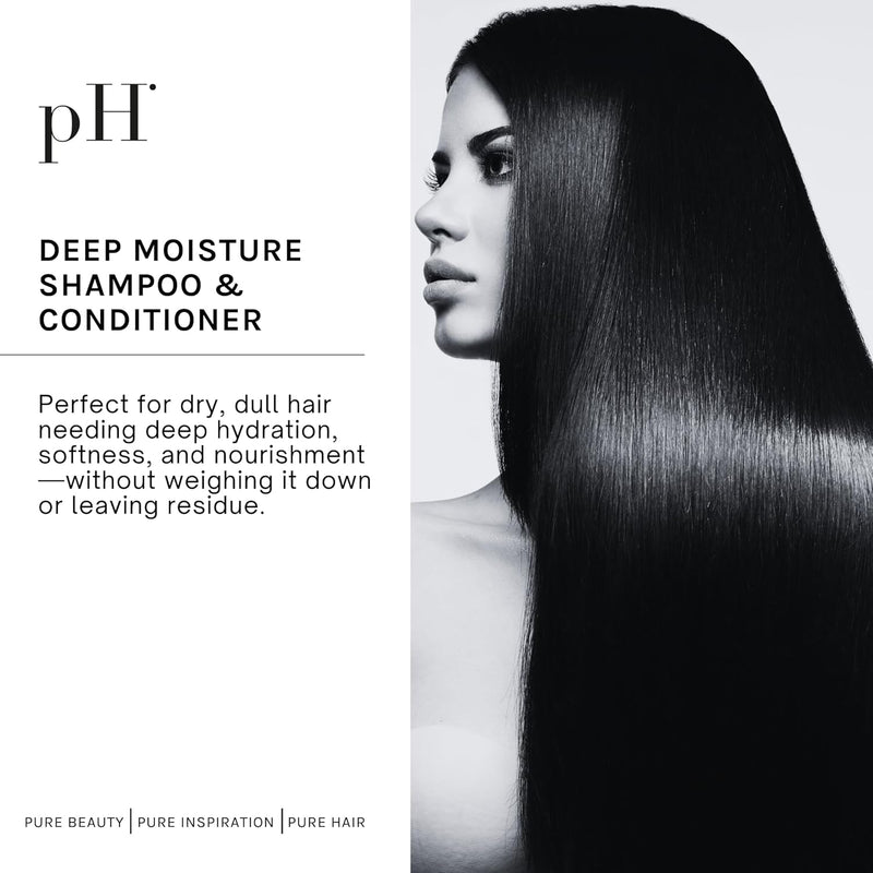 pH PURE HAIR Deep Moisture Shampoo & Conditioner Set - Moisturizing Formula For Dry Damaged Hair - Enriched with Kokum Nut Butter and Rose Extract - 8.45 Oz (Pack of 2) Infinity Warehouse