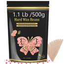 Wax Beads for Hair Removal, Waxing Beads for Sensitive Skin, 1LB Painless Wax Beans for Bikini, Eyebrow Facial for At Home Pearl Waxing Beads with 20 Spatulas for Women Men(Rose) Auperwel