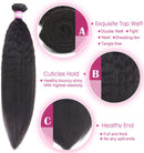 Odir Brazilian Kinky Straight Human Hair 4 Bundles 24 26 28 30 inch Yaki Straight Hair Weave Bundles Unprocessed Brazilian Virgin Human Hair Bundles Natural Color Odir