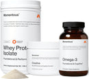 Momentous Three - Creatine Monohydrate Powder (30 Servings), Grass-Fed Whey Protein Powder (Unflavored) & Omega-3 Fish Oil 1600mg - Daily Essentials for Strength, Performance & Lean Muscle Recovery Infinity Warehouse