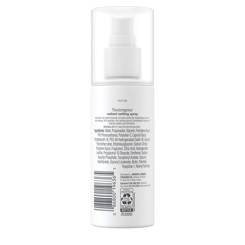 Neutrogena Healthy Skin Radiant Makeup Setting Spray, Long-Lasting, Formulated with Antioxidants & Peptides Weightless Face Setting Mist for Healthy Looking, Glowing Skin, 3.4 fl. oz Neutrogena