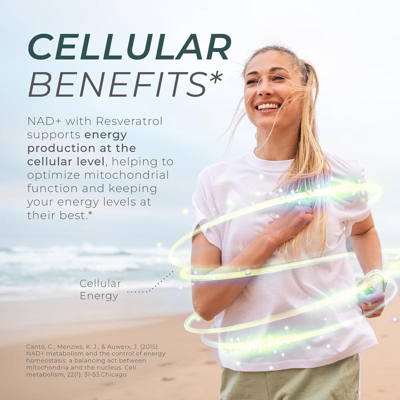 Neurogan NAD+ with Resveratrol Capsules 1:1 Ratio - 1200mg Per Serving, 90 Ct - Cellular Health & Healthy Aging Supplements, Energy & Immune Support - Nicotine Adenine Dinucleotide NAD+ Supplement Infinity Warehouse