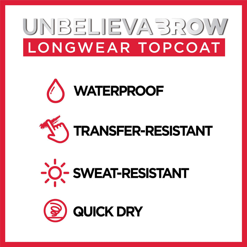 L'Oreal Paris Unbelieva-Brow Longwear Eyebrow Topcoat, Waterproof, Smudge-resistant, Transfer- Proof, Quick Drying, Easy and quick application with precise brush, Universal Transparent, 0.15 fl. oz. L'Oreal Paris