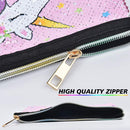 WERNNSAI Sparkly Unicorn Makeup Bag - Sequin Pink Zipper Bag for Girls Women Pencil Case Travel Toiletry Cosmetic Pouch Gift WERNNSAI Store