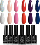 Beetles Gel Nail Polish Kit- 6 Colors Gel Polish Set Glitter Nail Polish Soak Off Nude Red Deep Purple Gel Nail Kit Nail Art Manicure Salon DIY at Home Gifts for Women beetles Gel Polish Store