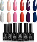 Beetles Gel Nail Polish Kit- 6 Colors Gel Polish Set Glitter Nail Polish Soak Off Nude Red Deep Purple Gel Nail Kit Nail Art Manicure Salon DIY at Home Gifts for Women beetles Gel Polish