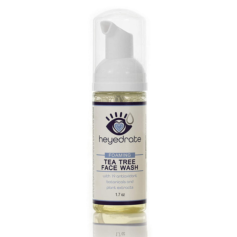 Foaming Tea Tree Face Wash and Eyelid Cleanser for Women - Battles Aging, Blemishes, Redness, & Demodex - Made With Organic Ingredients & Aloe Vera (1.7 Ounces) Heyedrate Store