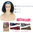 Headband Wig Curly Afro Kinky Curly Headband Wigs for Black Women 180% Density Short Curly Wig with Headband Black Synthetic Wigs with Headband Attached (12 inch, 1B) NAYOO
