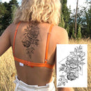 6 Sheets FANRUI Sexy Large Geometric Flowers Temporary Tattoos For Women Girls Triangle Rose Painting Big Peony Tatoos Paper Waterproof Arm Back Legs Camellia Floral Fake Tattoo Sticker Realistic FANRUI