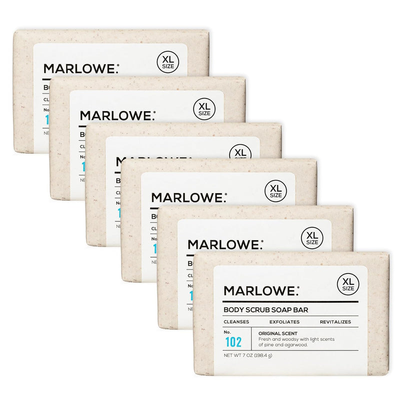 MARLOWE. No. 102 Body Scrub Soap 7 oz, Santal, Exfoliating Soap Bar with Shea Butter, Olive Oil & Green Tea Extracts, Cleanses, Smooths & Revitalizes Skin, Warm Amber, Spice & Citron Scent Infinity Warehouse