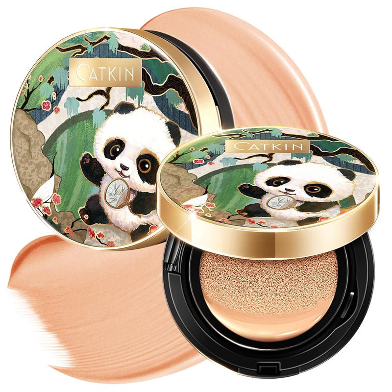 CATKIN Panda Land Full Coverage Cushion Fondation, Breathable Hydrating Nourishing Poreless Face Makeup Save for Sensitive Skin,Sheer Finish (C03 Medium Beige) Infinity Warehouse