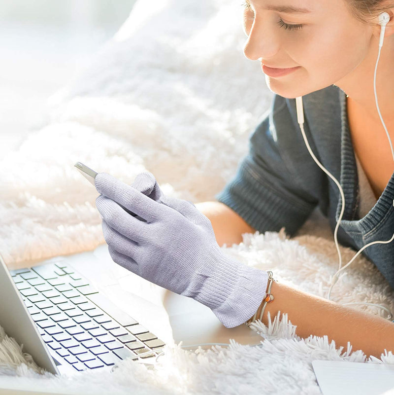 MIG4U Moisturizing Beauty Gloves Touchscreen Cotton Glove for SPA, Eczema, Dry Hands, Cosmetic Treatment, grey purple 6 pairs size l/xl MIG4U Store