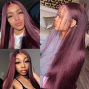 Burgundy Dark Red Color Pre Plucked Bleached Knot Wigs 13x4 HD Transparent Lace Front Human Hair Wigs 99J Straight Lace Frontal Wig For Women (18inch, 13X6X1 T Parting Wig) Trodalo