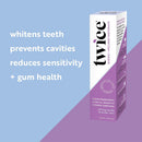Twice Toothpaste Sensitive Teeth Whitening with Cavity Protection - SLS Free Toothpaste with Fluoride for Tooth Remineralization - (Calming Vanilla Lavender Mint) (3-Pack) Twice