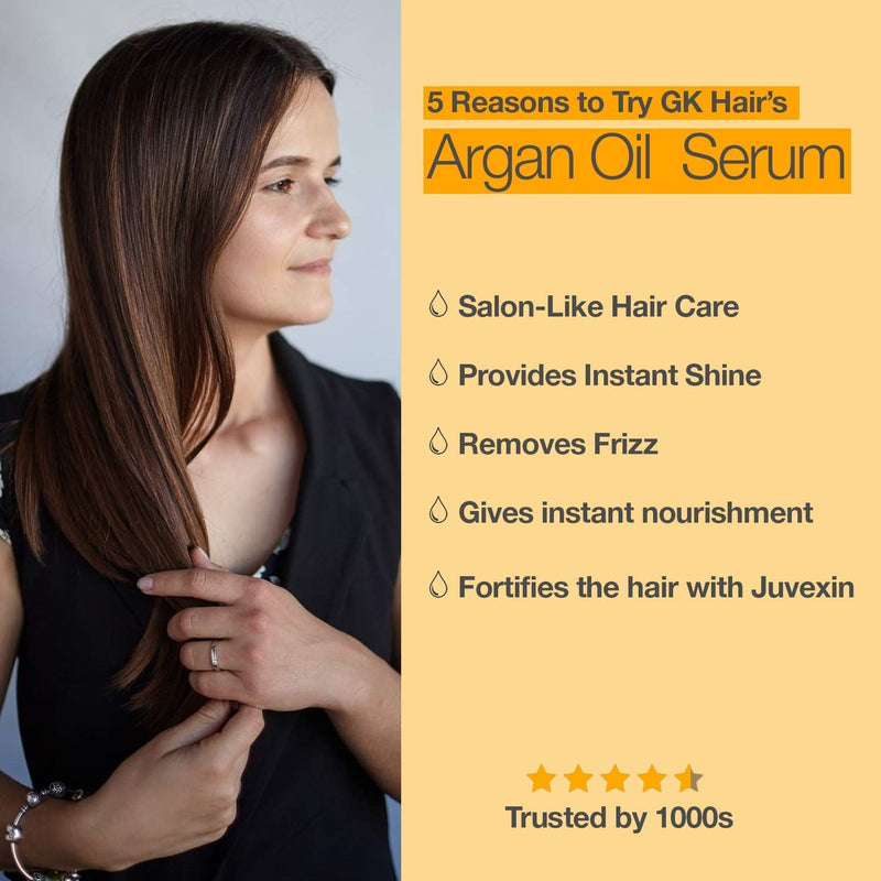 Global Keratin GK Hair Smoothing Serum - 100% Pure Organic Argan Oil 1.69 or 0.34 Fl. Oz Hydrating Strength Shine Dry Damaged Repair Anti-Frizz Moistures Nourishment GKhair Store