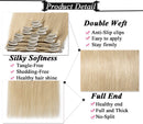 S-noilite Clip in Human Hair Extensions Thick True Double Weft Clip in Blonde Hair Short 100% Remy Human Hair Full Head 8 Pieces 18 Clips Straight Silky(12 Inch - 115g,Platinum Blonde (