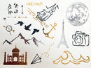Modern Boho 5 Sheets Metallic Tattoos, Gold/Silver Flash, Wanderlust Collection Modern Boho