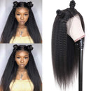 Nadula Brazilian Yaki Kinky Straight Wig 150% Density Free Part 13×4 Lace Front Remy hair wigs 8-24 Inch Natural Color Lace Front Human Hair Wigs (12inch) Nadula Store
