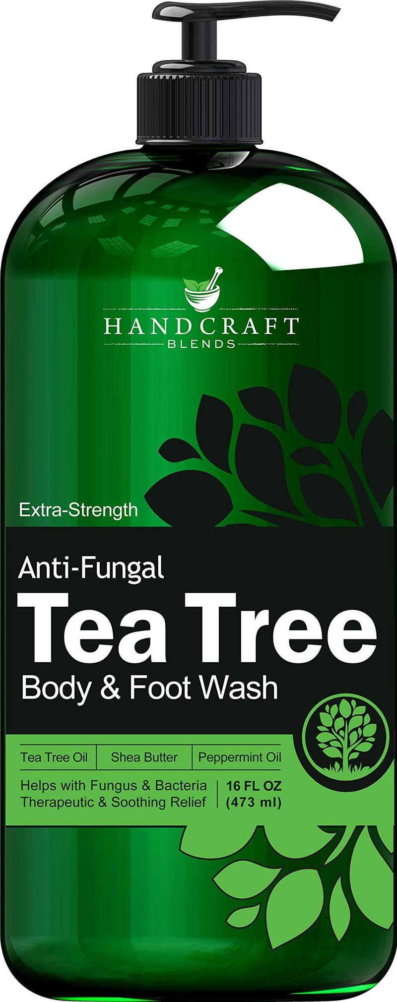 Handcraft Tea Tree Oil Body Wash 16 oz - Extra Strength Body Wash For Athletes Foot, Nail Fungus, Itchy Skin, Jock Itch, Acne and Eczema - Tea Tree Body Wash For Men & Women - Packaging May Vary Handcraft Blends