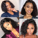 Amella Hair Lace Front Wigs Human Hair Brazilian Short Curly Bob Water Wave 4x4 lace closure Human Hair Wigs for Black Women Pre Plucked with Baby Hair(10 Inch) Amella Store