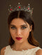 SWEETV Jeweled Baroque Queen Crown - Rhinestone Wedding Tiaras and Crowns for Women, Black Costume Party Hair Accessories with Ruby SWEETV Store