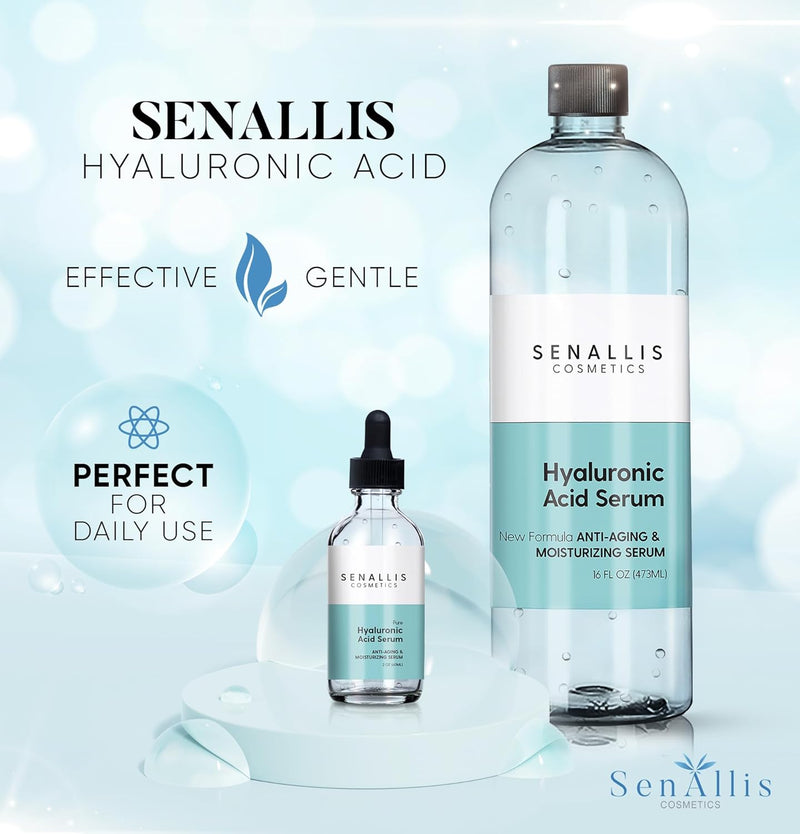 Hyaluronic Acid Serum 16 fl oz And 2 fl oz, Made From Pure Anti Aging/Wrinkle, Ultra Hydrating Moisturizer That Reduces Dry Skin Manufactured In USA Infinity Warehouse