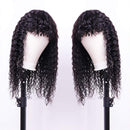 Human Hair Wigs with Bangs for Black Women 150% Density Brazilian Water Wave None Lace Front Wigs with Bangs Glueless Machine Made Wigs with Bangs Natural Black YISEA Store