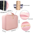 Relavel Travel Makeup Train Case Makeup Cosmetic Case Organizer Portable Artist Storage Bag with Adjustable Dividers for Cosmetics Makeup Brushes Toiletry Jewelry Digital Accessories (Pink) Relavel