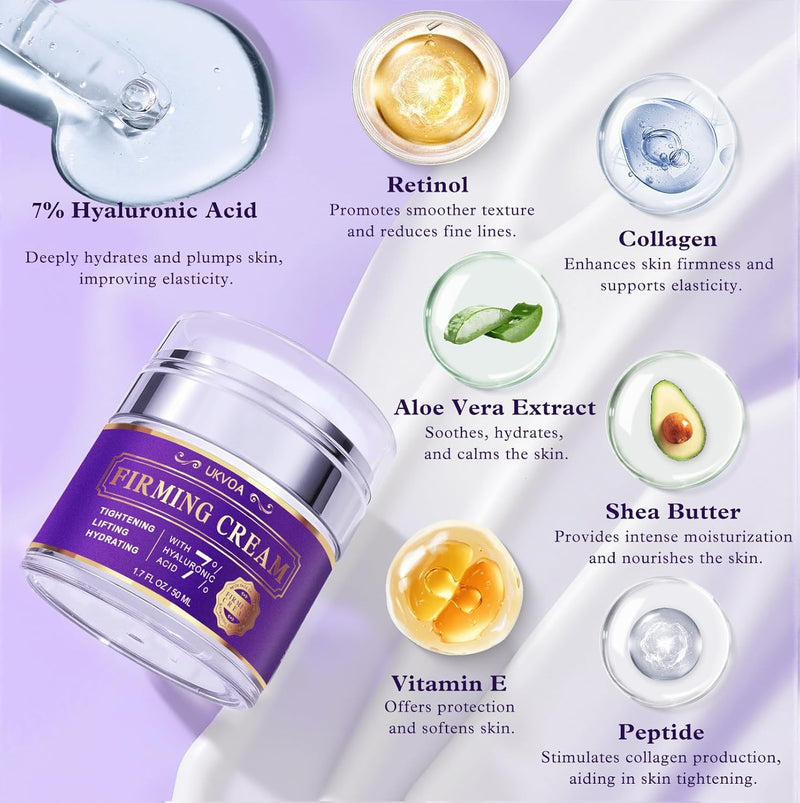 Neck Firming Cream, Anti-Aging Face Moisturizer for Women with Retinol, Collagen & Hyaluronic Acid, Tighten and Lift Neck Cream 1.7 Fl Oz Infinity Warehouse