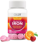 OLLY Delightful Iron Chewable Tablet, Iron Supplement from AB Fortis, Fruit Punch Flavored, 30 or 20 Day Supply - 60 Count Infinity Warehouse