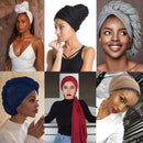 6 Pieces Stretch Head Wrap Hair Scarf Headband Jersey Turban Knit Headwraps Urban Hair Wrap Solid Color Ultra Soft Extra Long Breathable Head Band Tie for Women (Black, Grey,White,Navy, Camel,Red, ) YMHPRIDE Store
