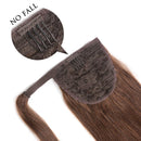 Remy Ponytail Extensions Hair Clip in 16 inches 65g Medium Brown Color Straight Drawstring Warp Around Human Ponytail Hair Piece for Women (16"-65g, Medium Brown