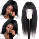 Nadula Brazilian Yaki Kinky Straight Wig 150% Density Free Part 13×4 Lace Front Remy hair wigs 8-24 Inch Natural Color Lace Front Human Hair Wigs (12inch) Nadula Store