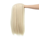 SWACC 14-Inch Short Straight Middle Part Hair Wig Medium Length Synthetic Heat Resistant Wigs for Women with Wig Cap (Platinum Blonde) SWACC