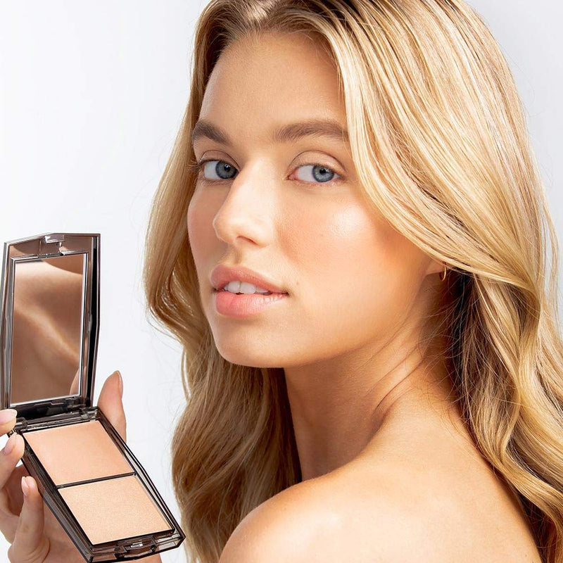 KRISTOFER BUCKLE Light Enhancing Duo Highlighter with Dual-Ended Brush, 0.58 oz. | Light Enhancing Duo Adds A Radiant Glow to Complexion & Accentuates Face Structure Kristofer Buckle