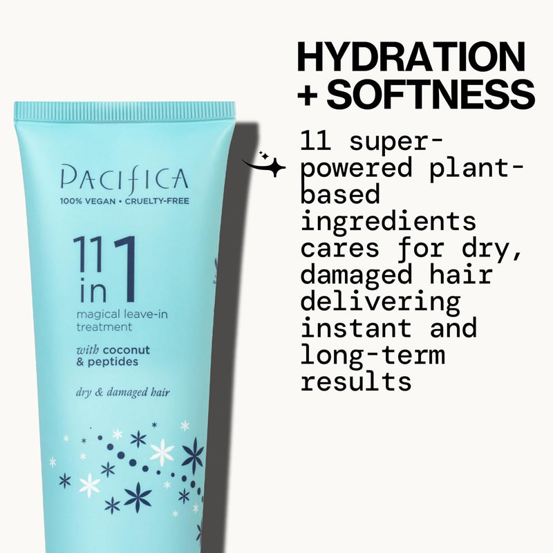 Pacifica Leave In Conditioner - 11 in 1 Magical Hair Treatment - Strengthen & Repair Damaged Hair - Deep Conditioning for Dry Hair Adds Shine & Anti-Frizz for Straight, Wavy & Curly Hair Care, Vegan Infinity Warehouse