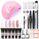 Modelones Poly Nail Gel Kit - 6 Colors with 48W Nail Lamp Slip Solution Rhinestone Glitter All In One Kit for Nail Manicure Beginner Starter Kit DIY at Home Beauty Gift modelones