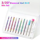 Ejiubas Nail Drill Bits 10Pcs 3/32"(2.35mm) Diamond Drill Bit Set for Nails Professional Cuticle Drill Bit Efile Nail Bit for Acrylic Gel Nails, Manicure Pedicure Shapen Remove Tools, Home Salon Use Ejiubas